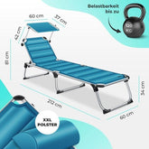 Ligbed - Ligstoel - Zonnebed - Opvouwbaar - Blauw - KESSER®